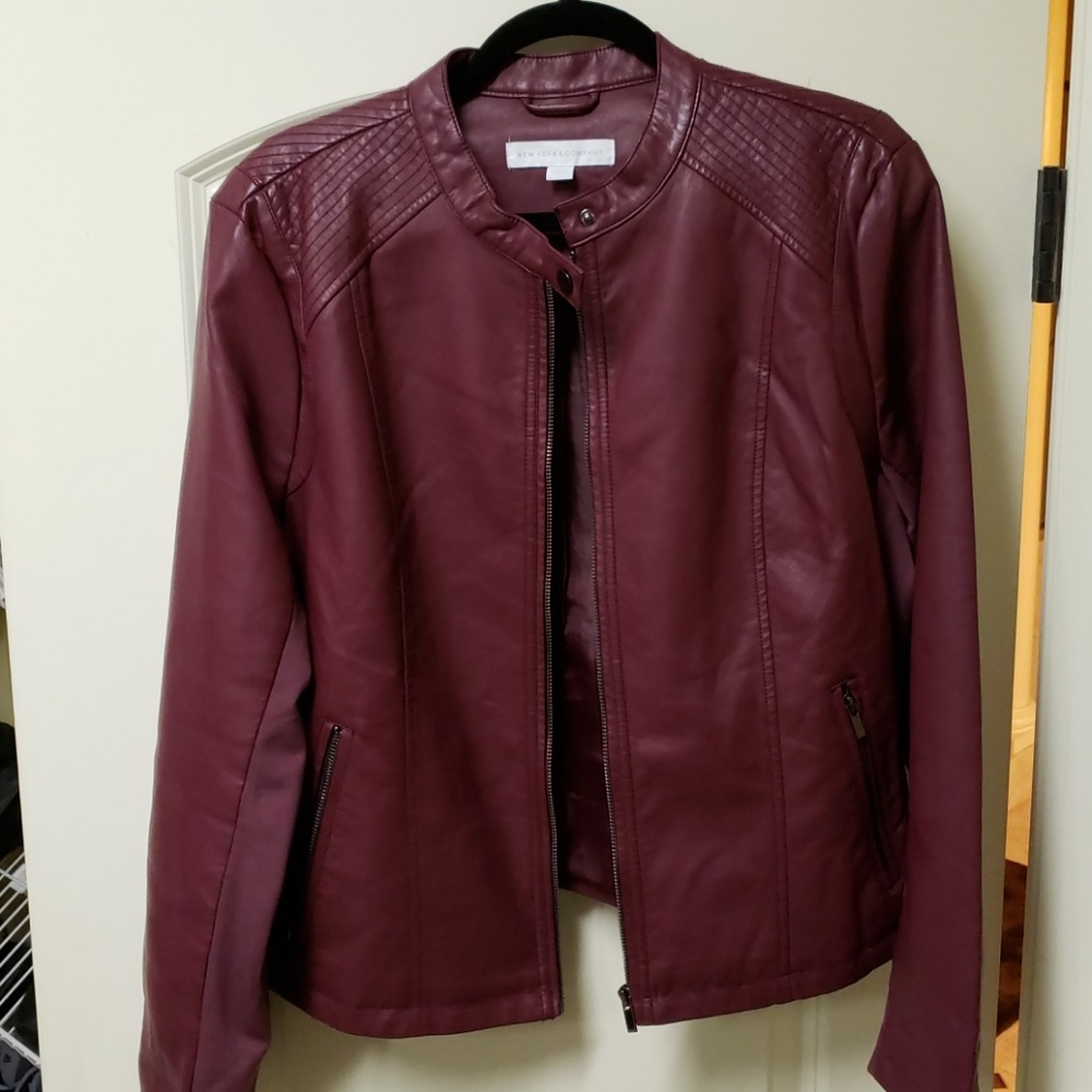 Burgyndy Faux Leather Jacket